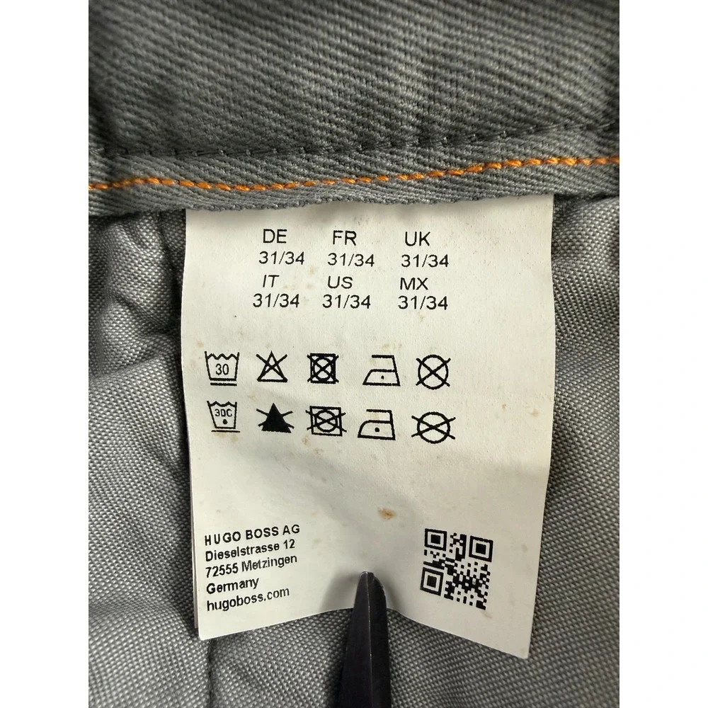 BOSS Chino Pants Mens 31x34 Grey Slim‎ Fit Schino-Slim D Stretch Cotton EUC